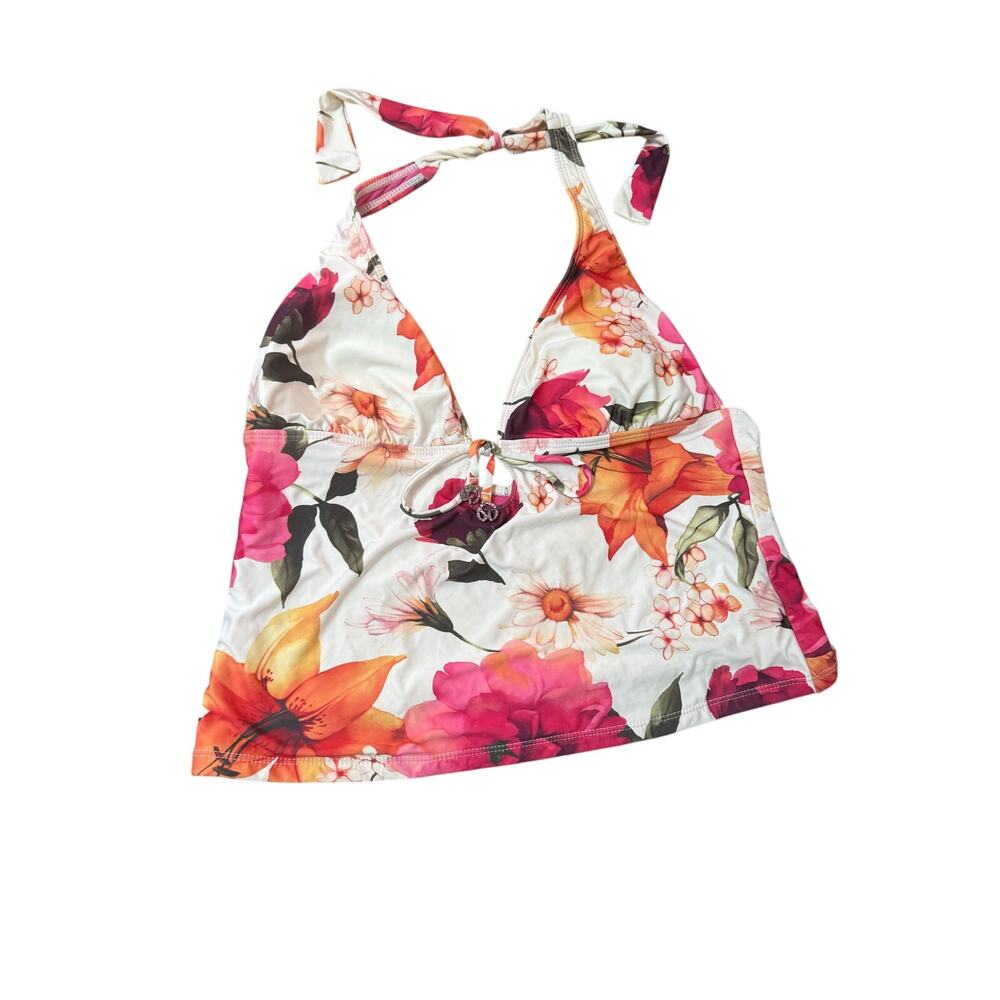 St. John Women’s Y2K Pink White Floral Swim Top Sz 12